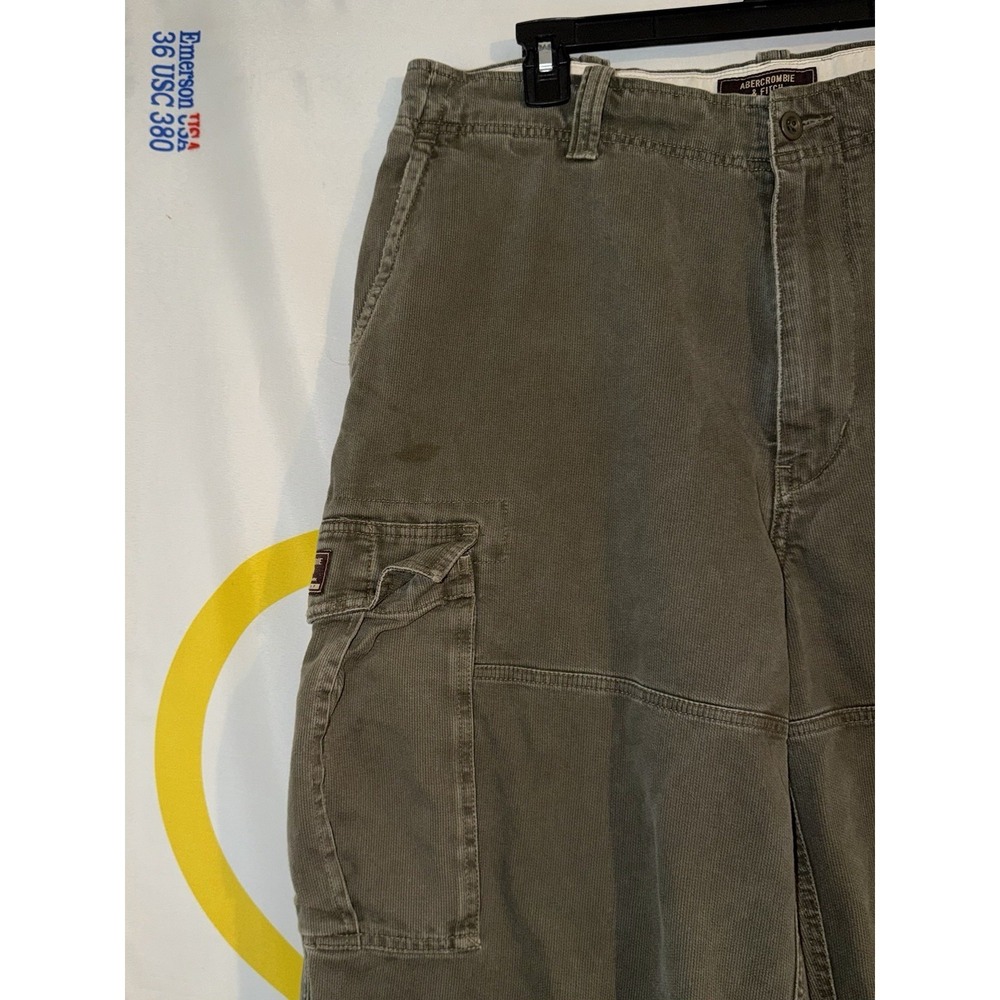 Abercrombie Fitch Cargo Pants Mens 34 Green Vintage Y2K Baggy Wide Leg Military - Picture 2 of 8